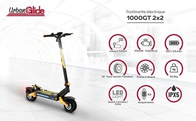 Trottinette électrique Urbanglide Urbanglide 1000GT 2x2 - 23.4Ah/52V – Image 3