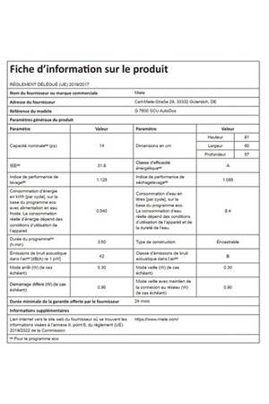 Lave-vaisselle encastrable Miele G 7600 SCU - 60 CM – Image 11