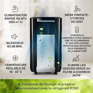 Climatiseur mobile KLARSTEIN Climatiseur mobile Max Breeze Smart mobile15000 BTU/h (4,4 kW) CEE A – Image 4