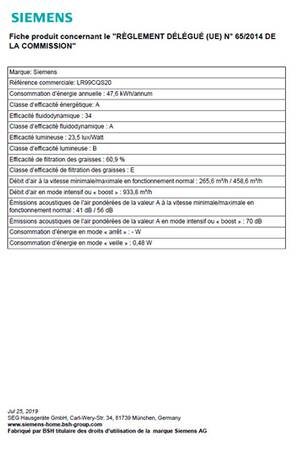 Hotte décorative murale Siemens LR99CQS20 – Image 13